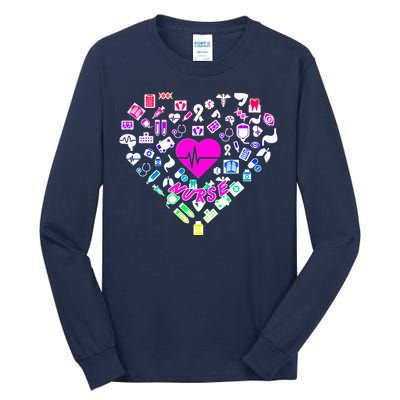 Love Nursing Rainbow Heart Collage Tall Long Sleeve T-Shirt