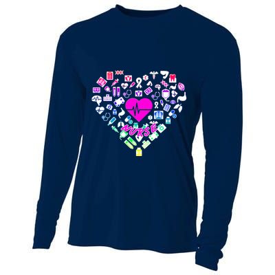 Love Nursing Rainbow Heart Collage Cooling Performance Long Sleeve Crew