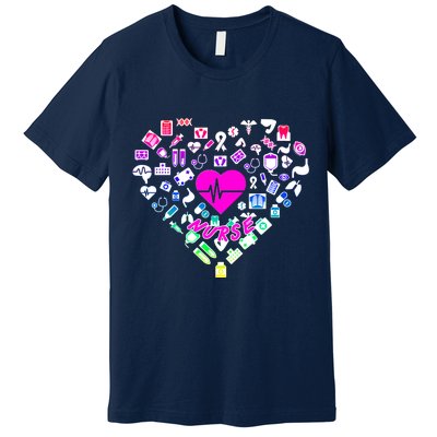 Love Nursing Rainbow Heart Collage Premium T-Shirt