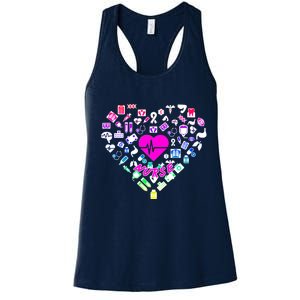 Love Nursing Rainbow Heart Collage Women's Racerback Tank