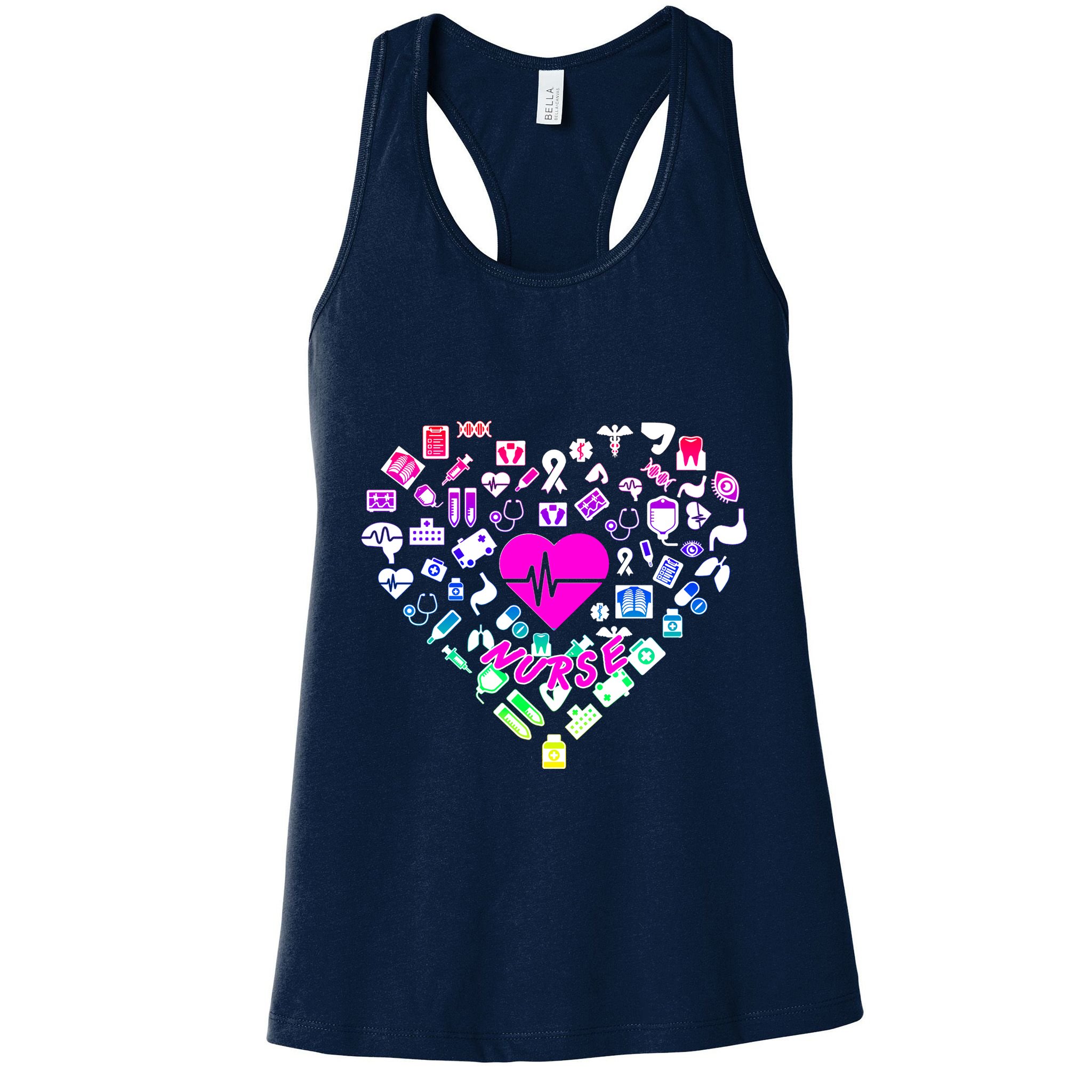 Love Nursing Rainbow Heart Collage Womens Tank Top