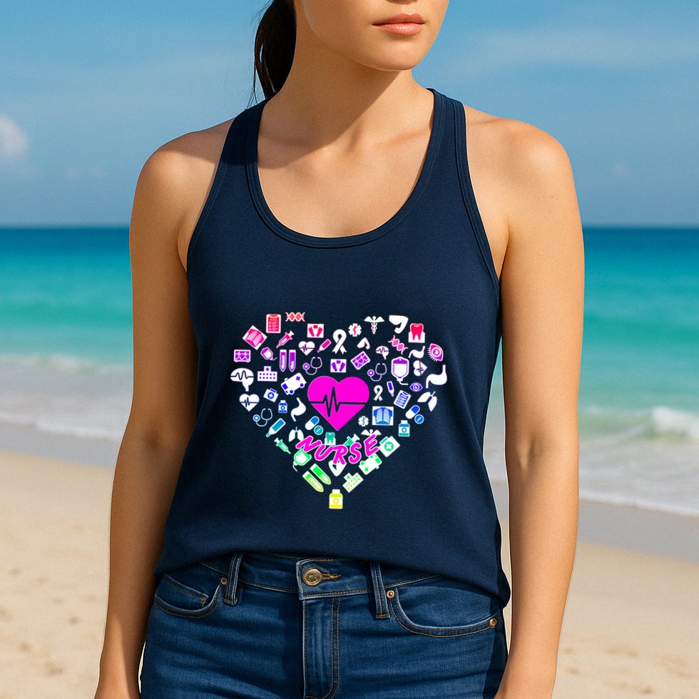 Love Nursing Rainbow Heart Collage Womens Tank Top