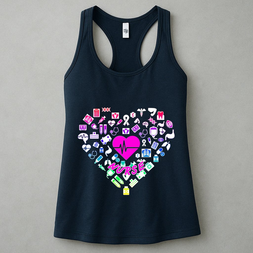 Love Nursing Rainbow Heart Collage Womens Tank Top