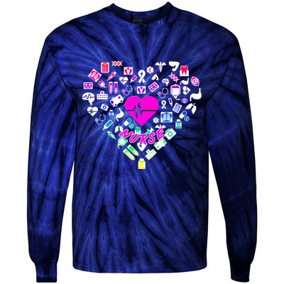 Love Nursing Rainbow Heart Collage Tie-Dye Long Sleeve Shirt