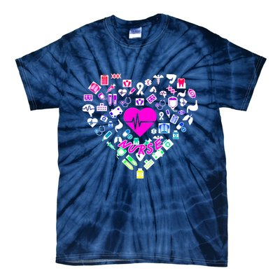 Love Nursing Rainbow Heart Collage Tie-Dye T-Shirt