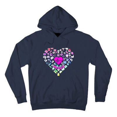 Love Nursing Rainbow Heart Collage Tall Hoodie