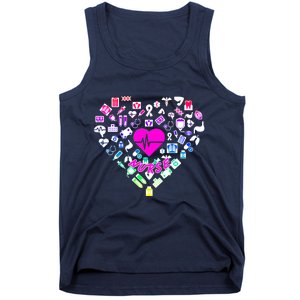 Love Nursing Rainbow Heart Collage Tank Top