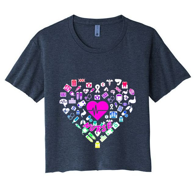 Love Nursing Rainbow Heart Collage Crop Top