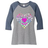 Love Nursing Rainbow Heart Collage Women's Tri-Blend 3/4-Sleeve Raglan Shirt