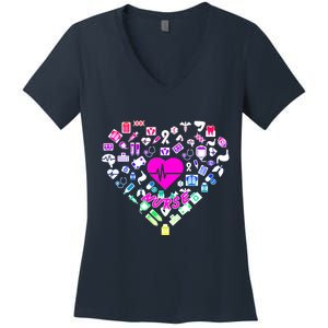 Love Nursing Rainbow Heart Collage Women's V-Neck T-Shirt