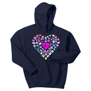 Love Nursing Rainbow Heart Collage Kids Hoodie