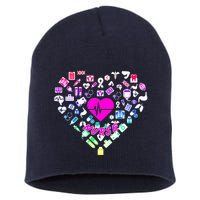 Love Nursing Rainbow Heart Collage Short Acrylic Beanie