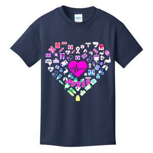 Love Nursing Rainbow Heart Collage Kids T-Shirt