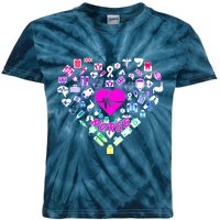 Love Nursing Rainbow Heart Collage Kids Tie-Dye T-Shirt