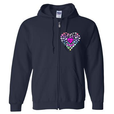 Love Nursing Rainbow Heart Collage Full Zip Hoodie