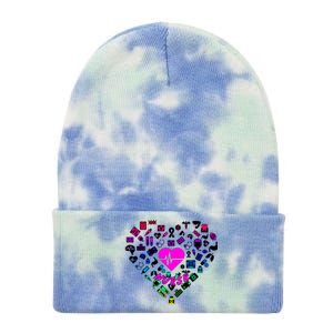 Love Nursing Rainbow Heart Collage Tie Dye 12in Knit Beanie