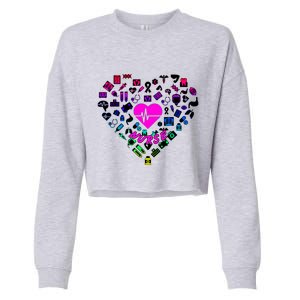 Love Nursing Rainbow Heart Collage Cropped Pullover Crew