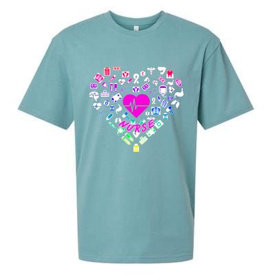 Love Nursing Rainbow Heart Collage Sueded Cloud Jersey T-Shirt