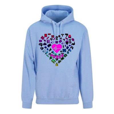 Love Nursing Rainbow Heart Collage Unisex Surf Hoodie