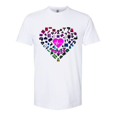 Love Nursing Rainbow Heart Collage Softstyle CVC T-Shirt