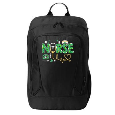 Leopard Nurse Stethoscope Scrub St Patricks Day Irish Nurses City Backpack