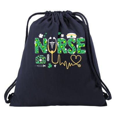 Leopard Nurse Stethoscope Scrub St Patricks Day Irish Nurses Drawstring Bag