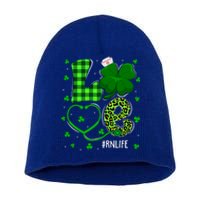 Love Nurse Stethoscope Nursing Rn Life Patricks Day Shamrock Gift Short Acrylic Beanie