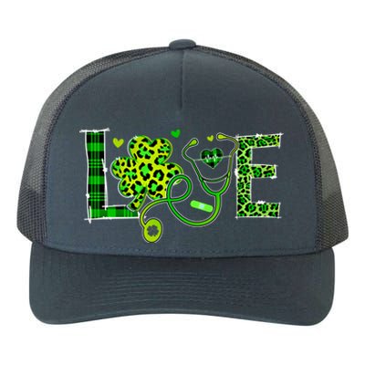 Love Nurse Stethoscope Patricks Day Shamrock Leopard Nursing Great Gift Yupoong Adult 5-Panel Trucker Hat