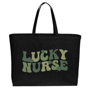 Lucky Nurse St Patrick's Day Nurse Shamrock Nursing Gift Cotton Canvas Jumbo Tote