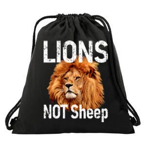 LIONS Not SHEEP, Antiliberal Drawstring Bag