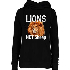 LIONS Not SHEEP, Antiliberal Womens Funnel Neck Pullover Hood