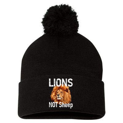 LIONS Not SHEEP, Antiliberal Pom Pom 12in Knit Beanie