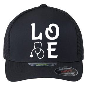 Love Nurse Stethoscope Cute Nursing School Gift Flexfit Unipanel Trucker Cap