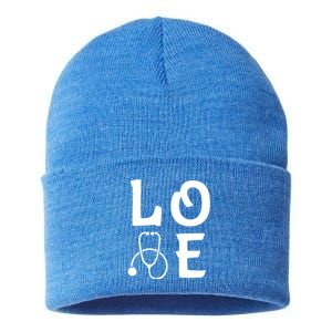 Love Nurse Stethoscope Cute Nursing School Gift Sustainable Knit Beanie