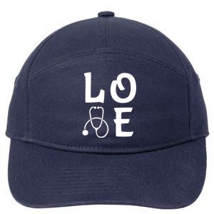 Love Nurse Stethoscope Cute Nursing School Gift 7-Panel Snapback Hat