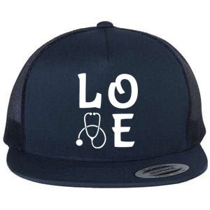 Love Nurse Stethoscope Cute Nursing School Gift Flat Bill Trucker Hat