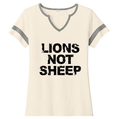 Lions Not Sheep Ladies Halftime Notch Neck Tee