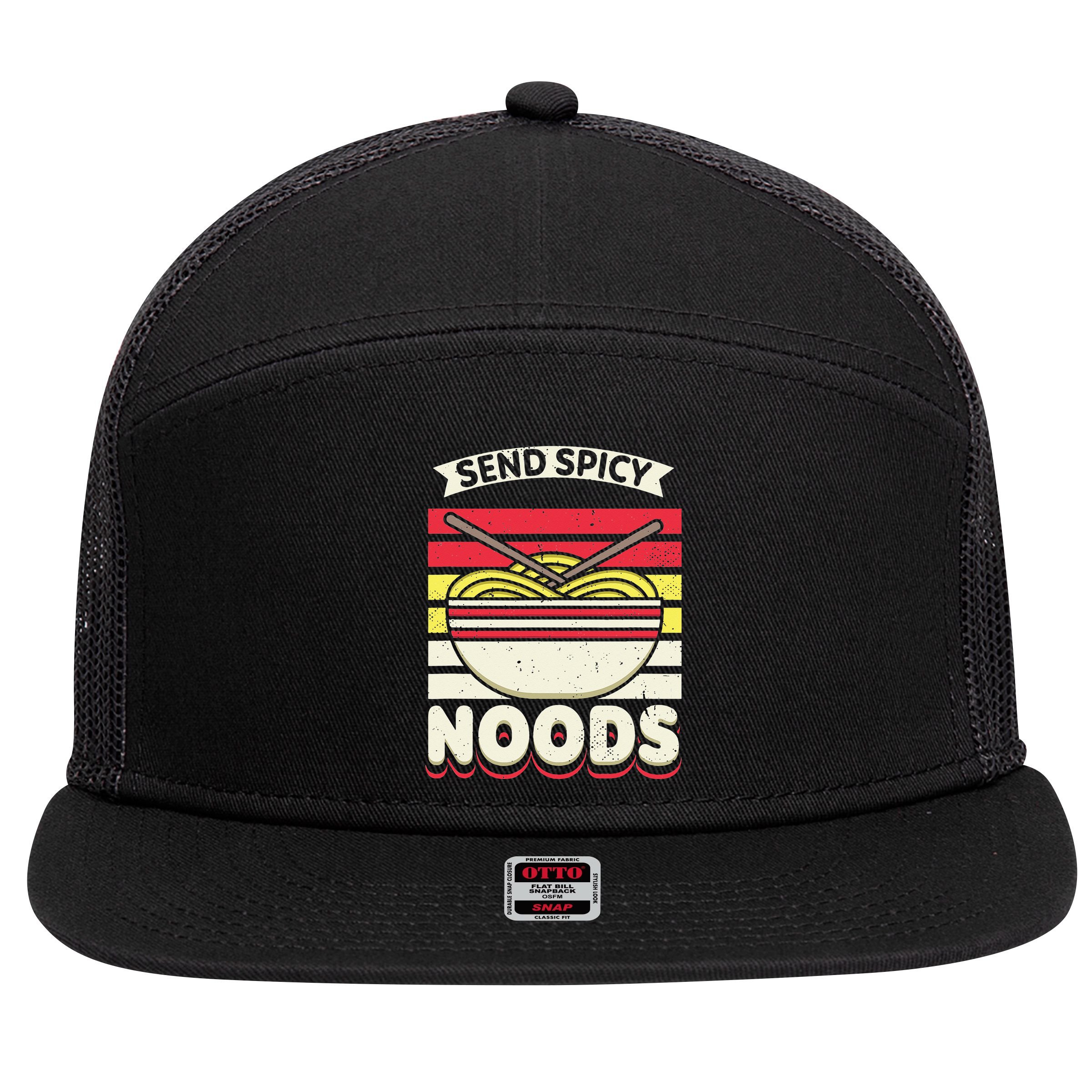 Love Noods Send Noodles Joke Ra Fan 7 Panel Mesh Trucker Snapback Hat