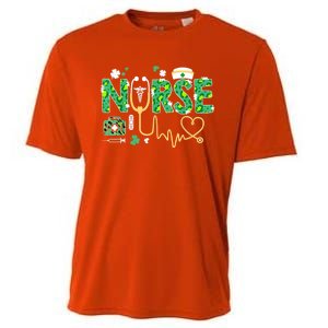 Leopard Nurse Stethoscope Scrub St Patricks Day Irish Nurses Cooling Performance Crew T-Shirt