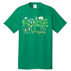 Leopard Nurse Stethoscope Scrub St Patricks Day Irish Nurses Tall T-Shirt