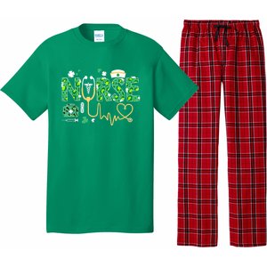 Leopard Nurse Stethoscope Scrub St Patricks Day Irish Nurses Pajama Set