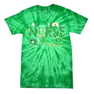 Leopard Nurse Stethoscope Scrub St Patricks Day Irish Nurses Tie-Dye T-Shirt