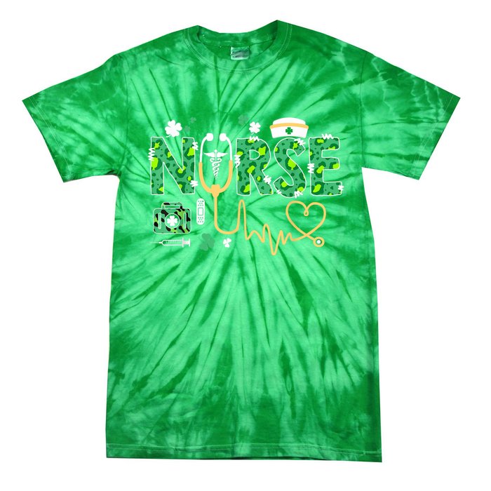 Leopard Nurse Stethoscope Scrub St Patricks Day Irish Nurses Tie-Dye T-Shirt