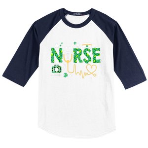 Leopard Nurse Stethoscope Scrub St Patricks Day Irish Nurses Baseball Sleeve Shirt