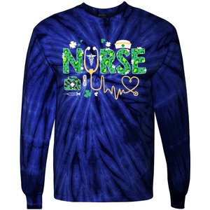 Leopard Nurse Stethoscope Scrub St Patricks Day Irish Nurses Tie-Dye Long Sleeve Shirt