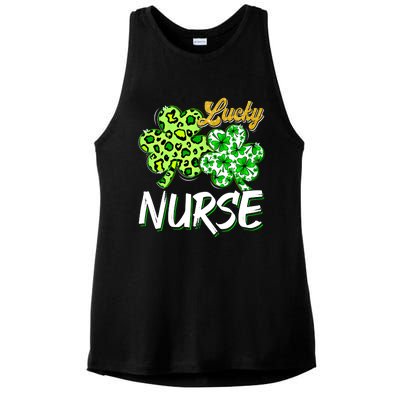 Lucky Nurse St Patricks Day Love Nurse Life Leopard Shamrock Gift Ladies PosiCharge Tri-Blend Wicking Tank