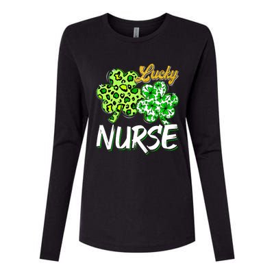 Lucky Nurse St Patricks Day Love Nurse Life Leopard Shamrock Gift Womens Cotton Relaxed Long Sleeve T-Shirt