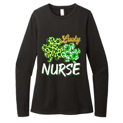 Lucky Nurse St Patricks Day Love Nurse Life Leopard Shamrock Gift Womens CVC Long Sleeve Shirt