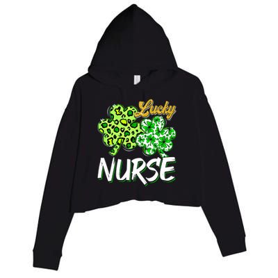 Lucky Nurse St Patricks Day Love Nurse Life Leopard Shamrock Gift Crop Fleece Hoodie