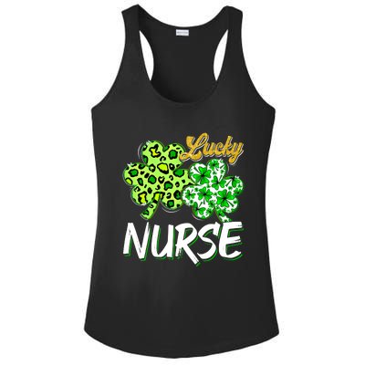 Lucky Nurse St Patricks Day Love Nurse Life Leopard Shamrock Gift Ladies PosiCharge Competitor Racerback Tank